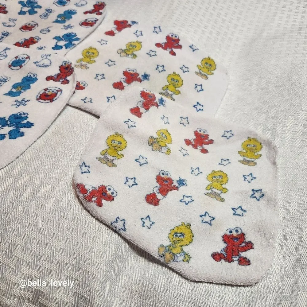 🏖 Set of 4 Sesame Street Infant Baby New Born Wash Cloth Rags
